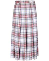 MM6 by Maison Margiela - Check-Pattern Pleated Midi Skirt - Lyst