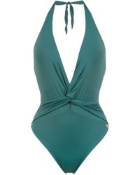 Brigitte Bardot Aline halter neck swimsuit - Verde