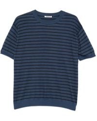 AURALEE - High-Gauge Striped Cotton T-Shirt - Lyst
