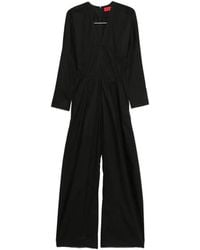 Thelatest - V-Neck Long-Sleeved Jumpsuit - Lyst