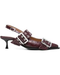 Ganni - Buckle-Eyelet Pumps - Lyst