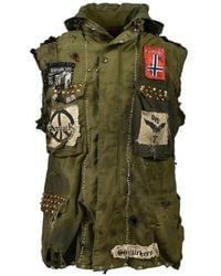 Marking Distance - Gulag Patchwork Studded Gilet - Lyst