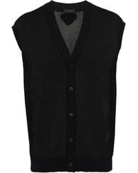 Prada - Open-knit V-neck Cardigan - Lyst