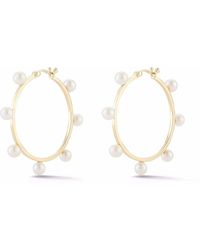 Mateo - 14kt Yellow Gold Large Pearl Dot Hoop Earrings - Lyst