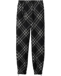 Burberry - Checkered Flannel Wool Track Pants - Lyst
