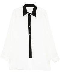 Yohji Yamamoto - Contrast-Trim Sheer Shirt - Lyst