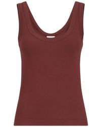 Brunello Cucinelli - Stretch-Cotton Ribbed Jersey Top With Monili - Lyst