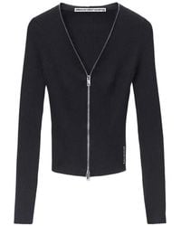 Alexander Wang - Ribbed-Knit Zip-Up Cardigan - Lyst