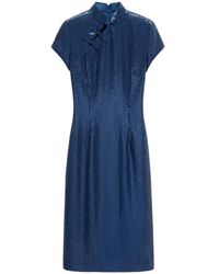 Shanghai Tang - Chiffon Qipao Sequin-Embellished Midi Dress - Lyst