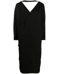 Rick Owens - V-Neck Midi Dress - Lyst
