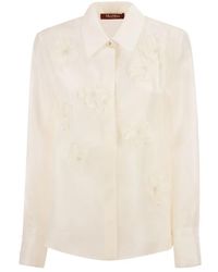 Max Mara - Mseagi Embroidered-Flower Silk Shirt - Lyst