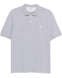Brunello Cucinelli - Embroidered Short-Sleeve Polo Shirt - Lyst