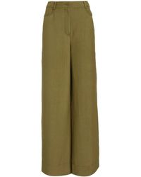 Alberta Ferretti - Button-Fastening Palazzo Trousers - Lyst