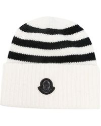 Moncler - Striped Ribbed-knit Wool Beanie - Lyst