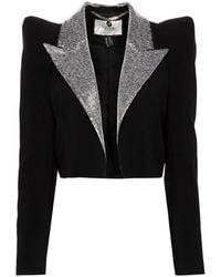 Nissa - Crystal-Embellished Cropped Blazer - Lyst