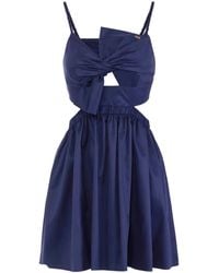 Elisabetta Franchi - Bow-Embellished Poplin Dress - Lyst
