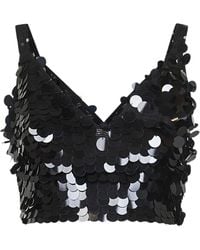 P.A.R.O.S.H. - Sequin-Embellished V-Neck Top - Lyst