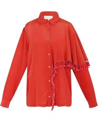 Carolina K - Camo Tassel-Trimmed Asymmetric Shirt - Lyst