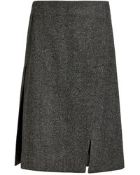 Stella McCartney - Herringbone Side-Slit Midi Skirt - Lyst