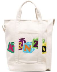 KENZO - Graphic-embroidered Cotton-canvas Tote Bag - Lyst