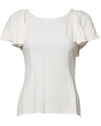 Dolce & Gabbana - Flutter-Sleeve Round-Neck Top - Lyst