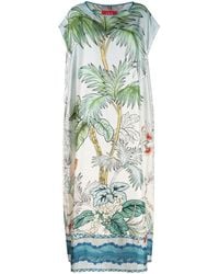 F.R.S For Restless Sleepers - Graphic-print Silk Maxi Dress - Lyst