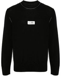 MM6 by Maison Margiela - Crew Neck Sweater With Contrasting Stitch Detail - Lyst