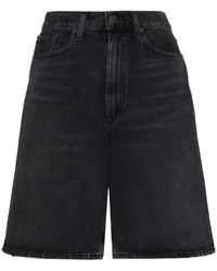 black denim knee length shorts
