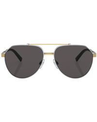 Heren Accessoires voor voor Zonnebrillen voor Dolce & Gabbana Dg2248 Zonnebril Met Piloten Montuur in het Metallic voor heren 