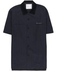 Sacai - Embroidered-logo Striped Shirt - Lyst