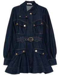 Zimmermann - Luna Denim Jurk Met Ceintuur - Lyst