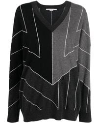 Stella McCartney - Stripe-Print V-Neck Jumper - Lyst