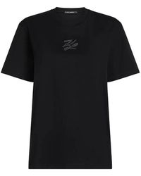 KARL LAGERFELD - Rhinestone Autograph T-Shirt - Lyst