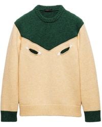 Prada - Cream And Emerald Wool Sweater - Lyst