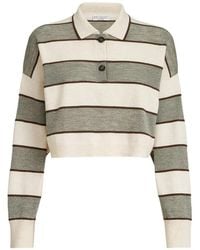 Brunello Cucinelli - Virgin Wool, Cashmere And Linen Cropped Knit Polo - Lyst