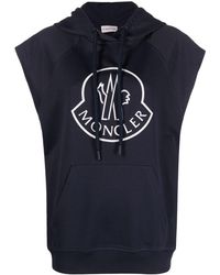 Moncler - Logo-print Sleeveless Cotton Hoodie - Lyst