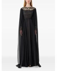 Dina Melwani - Crystal-Embellished Cape-Sleeve Maxi Dress - Lyst