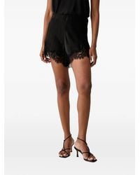 Bardot - Silvio Lace-Trim Satin Shorts - Lyst