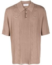 Marine Serre - Moon Diamant Cable-knit Polo Top - Lyst
