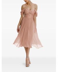 Framboise - Robe Mi-Longue Kaly En Soie À Épaules Dénudées - Lyst