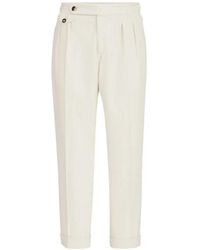 Brunello Cucinelli - Cotton Corduroy Trousers With Reversed Double Pleats And Waist Tabs - Lyst