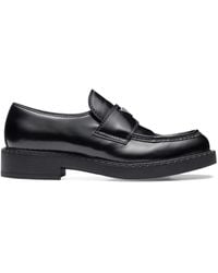 Prada - Patent Leather Triangle Loafers - Lyst