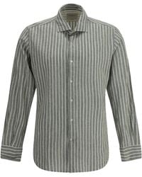 Brooksfield - Striped Cotton-Linen Blend Shirt - Lyst