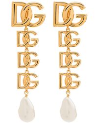 Dolce & Gabbana - Pendientes con detalles de perlas y logo DG - Lyst