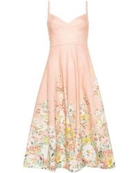 Zimmermann - Floral-Print A-Line Linen Dress - Lyst