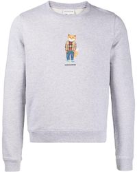 Maison Kitsuné - Fox-print Cotton Sweatshirt - Lyst