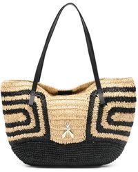 Patrizia Pepe - Geometric-Pattern Raffia Beach Bag - Lyst