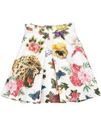 Philipp Plein - Floral-Print Leopard-Print Skirt - Lyst