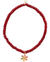 Sydney Evan - 14Kt Daisy Happy Face-Charm Heishi Bracelet - Lyst
