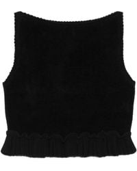Sandro - Blouse Met Vierkante Hals En Ruches - Lyst